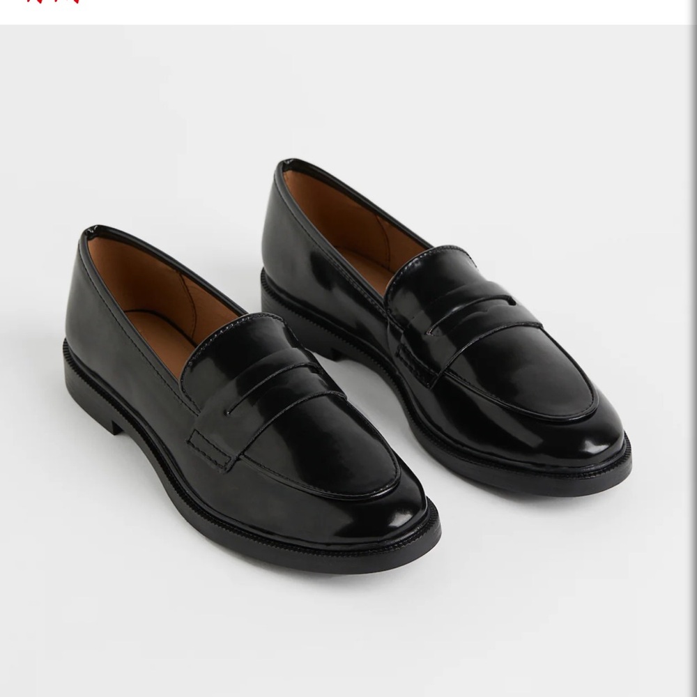 H&M Glossy Black Slip-On Loafers